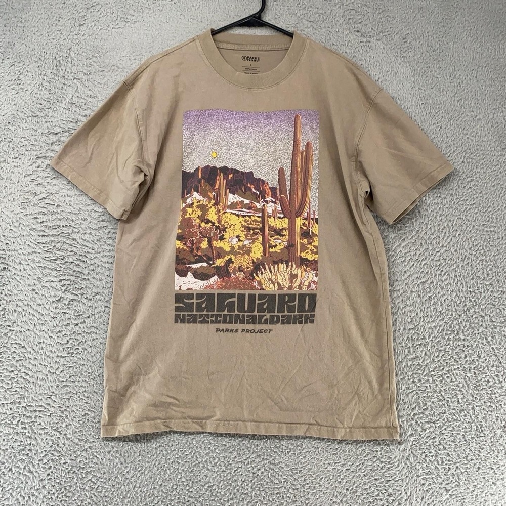Parks Project Shirt Mens Large Beige Saguaro National Park Graphic Tee Outdoor